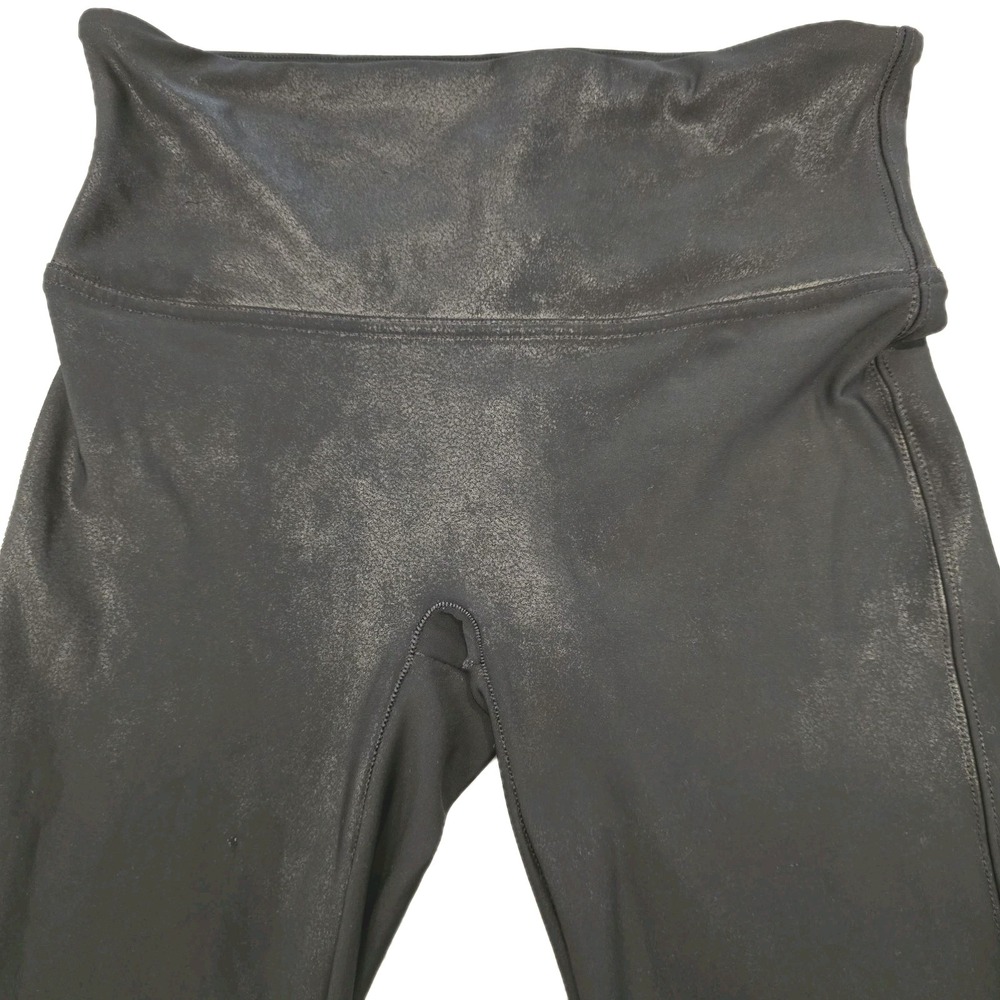 SPANX Black Faux Leather‎ Coated Legging M/M Sleek Smoothing Contour